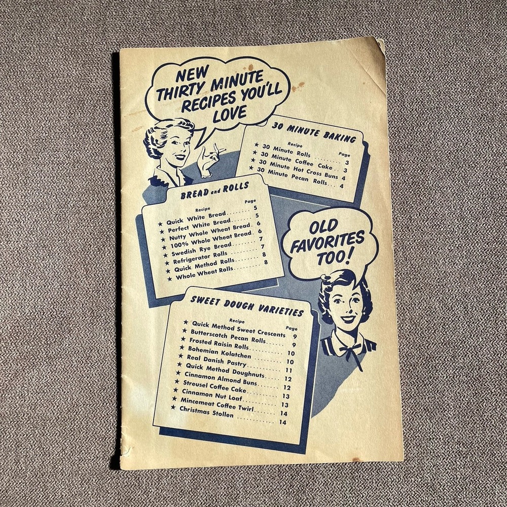 Vintage 30 Minute Bread Baking Cookbook By Red Star Yeast 50s 60s 70s Cottage